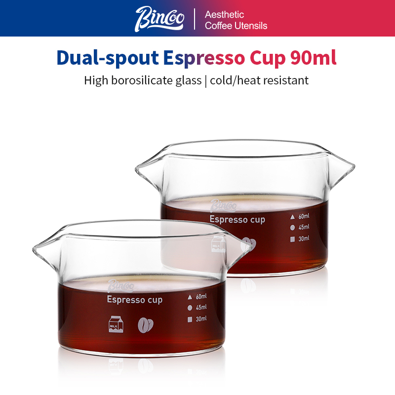 Espresso Shot Glass - BINCOO 90 ml Double bec expresso